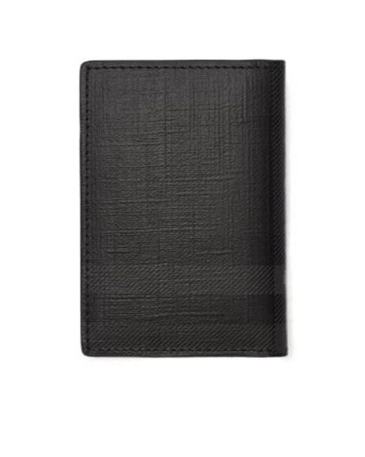 Burberry Black City Check Folding Card Case for men