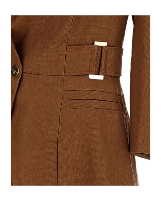 Elisabetta Franchi Brown Structured Single-Breasted Blazer