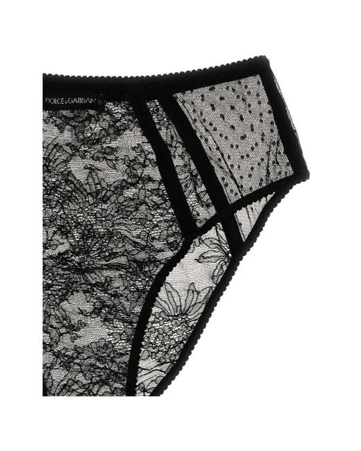 Dolce & Gabbana Black High Waist Lace Detailed Briefs
