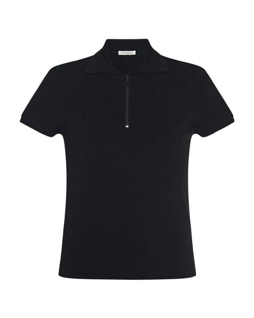 The Row Black Short-Sleeved Polo Shirt