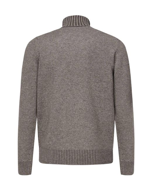 Giuliano Galiano Gray Ribbed Turtleneck Knitted Sweater for men