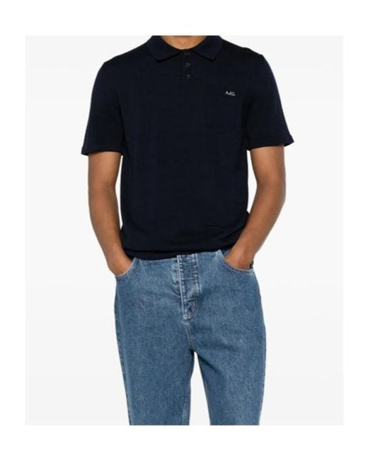 A.P.C. Black Gide Chest Pocket Polo Shirt for men