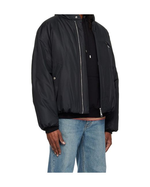 Wooyoungmi Black Logo-Print Zip-Up Bomber Jacket for men