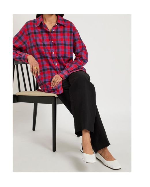 The Row White Square Grained-Leather Ballet Flats
