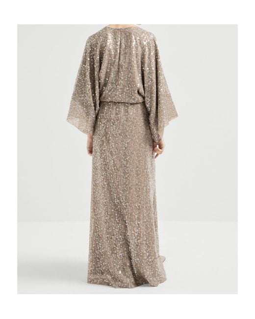 Brunello Cucinelli Natural Sequin-Embellishment Maxi Dress