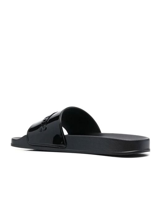 DSquared² Black Logo Embossed Slides for men