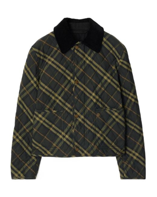 Burberry Green Check Printed Quilted Jacket