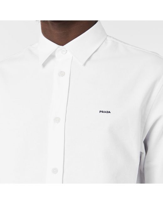Prada White Long-Sleeve Plain Shirt for men