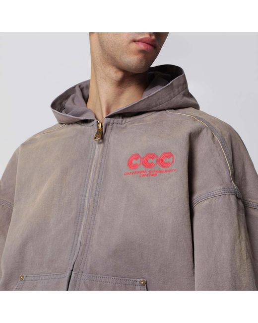 Willy Chavarria Gray Ccc Vintage-Effect Hooded Jacket for men