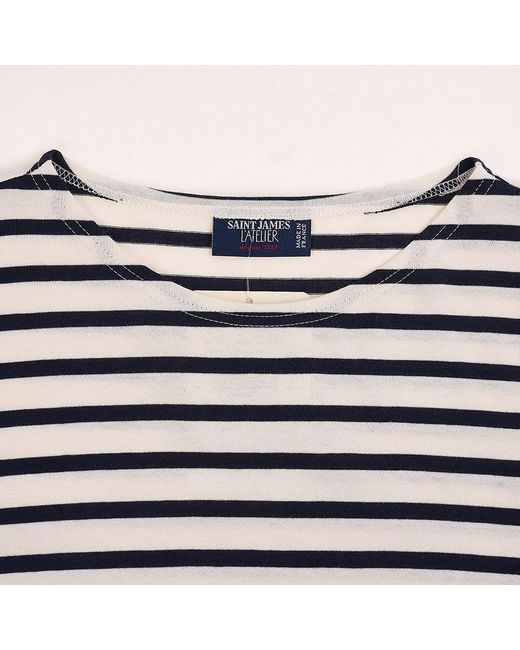 Saint James Blue Striped Crew-Neck T-Shirt for men