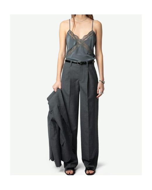 Zadig & Voltaire Blue Cishi Sheer Lace Detailed Camisole