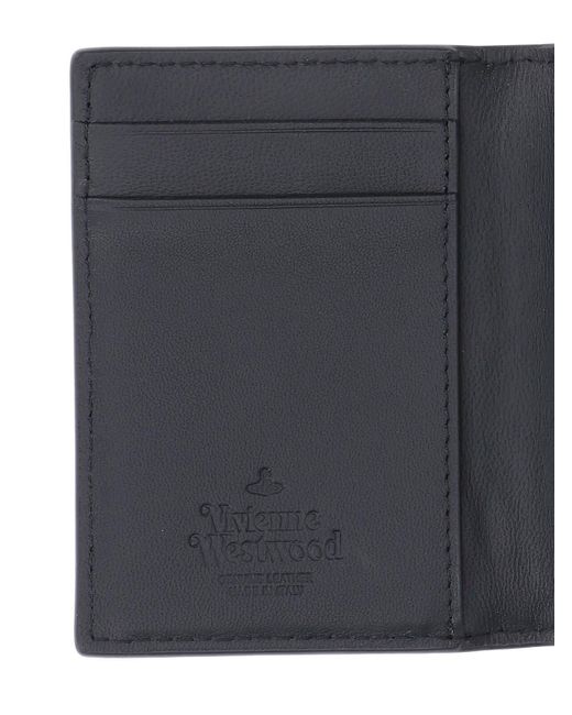 Vivienne Westwood Blue Orb Plaque Quilted Bi-Fold Wallet