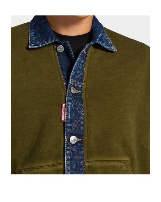 DSquared² Green Button-Down Sweatshirt for men