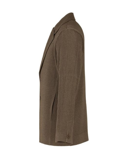 Issey Miyake Green Plissé Notched-Lapel Jacket for men