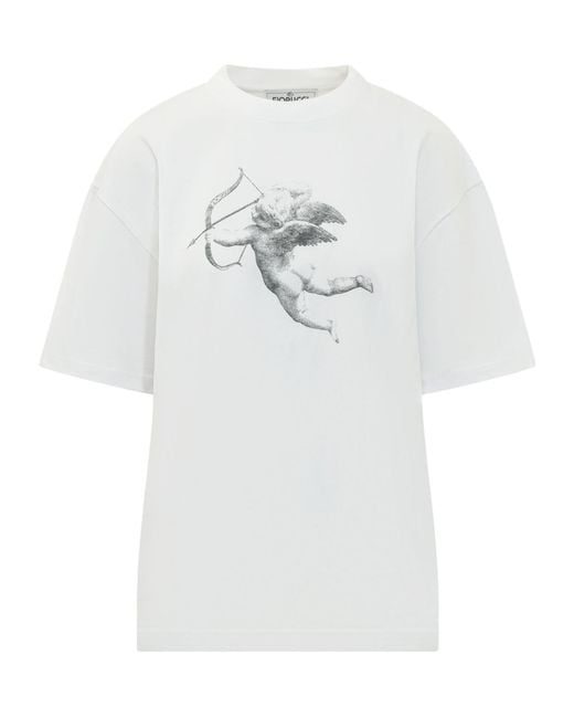Fiorucci White Cherub Print Relaxed T-Shirt