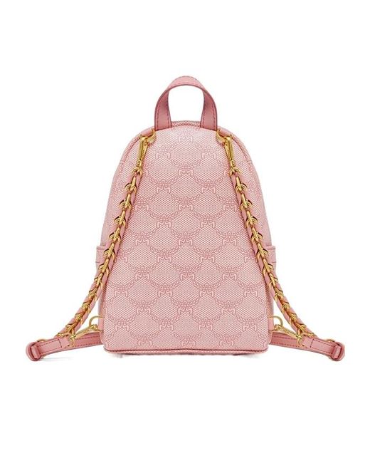 MCM Pink Small Stark Lauretos Monogram Backpack