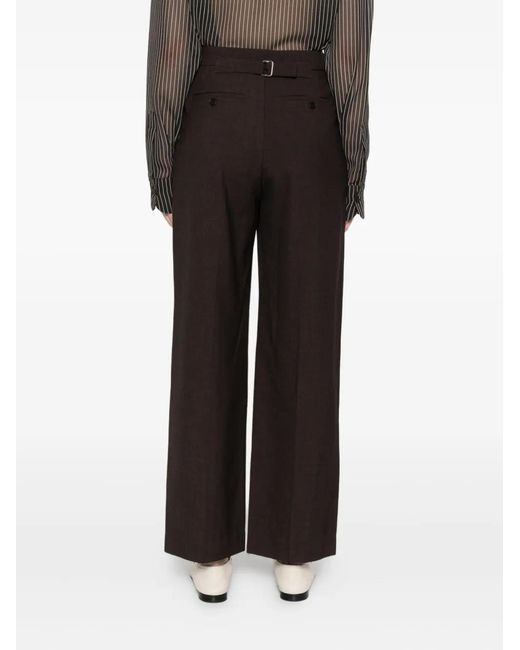 Low Classic Brown Pleated-Front Trousers