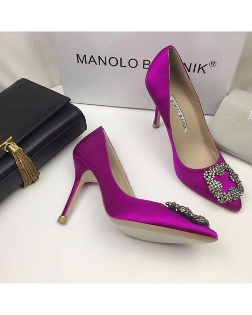 Manolo Blahnik Pink Hangisi 50Mm Crystal-Embellished Pumps