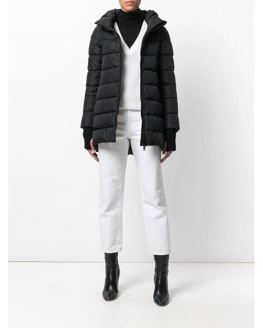 Herno Black Quilted Padded Jacket With High Collar And Hood