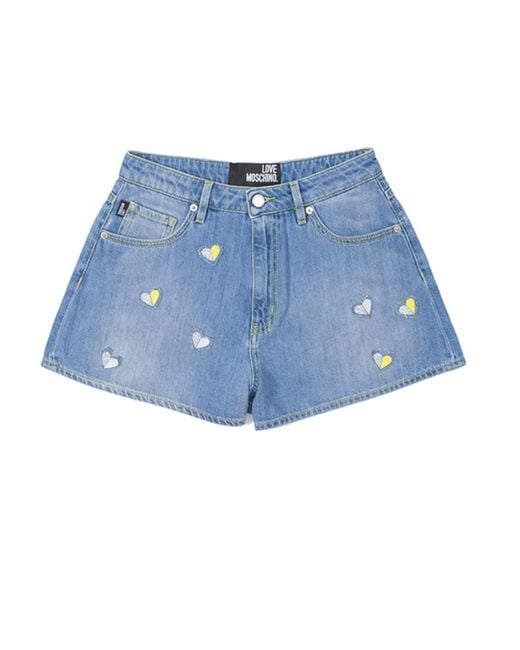 Moschino Blue Printed Denim Shorts