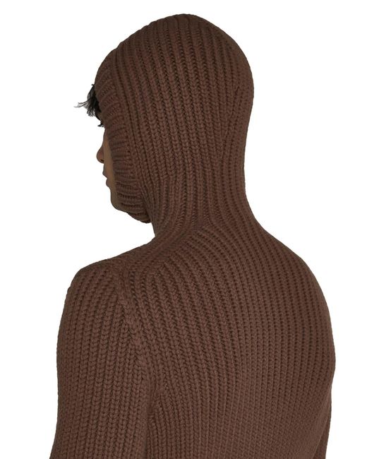 Lanvin Brown Long Sleeved Hooded Knitted Jumper for men
