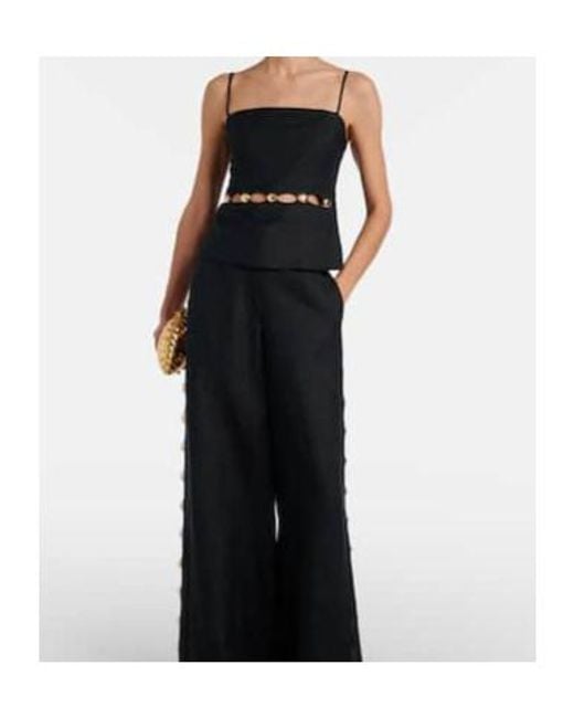 Jonathan Simkhai Black Cutout Embellished Linen-Blend Camisole