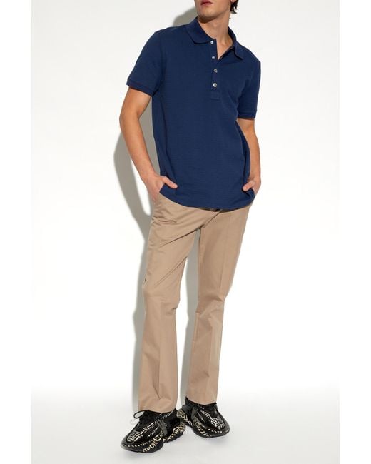 Balmain Blue Short Sleeved Polo Shirt for men