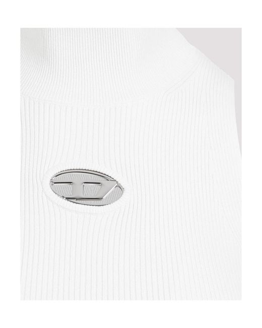 DIESEL White M-Onervax Ribbed-Knit Turtleneck Top