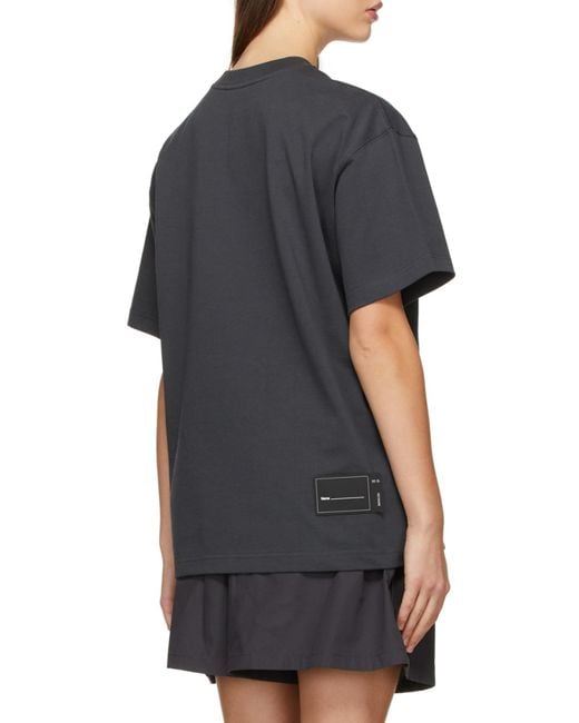 we11done Black Logo-Print Crew Neck T-Shirt for men
