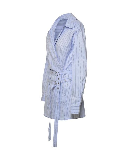 Ambush Blue Striped Belted Mini Shirt Dress