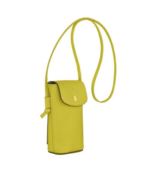 Longchamp Yellow Épure Leather Phone Case