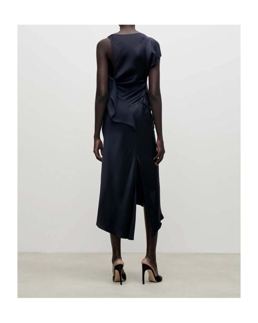 Victoria Beckham Blue Kyra Draped Midi Dress