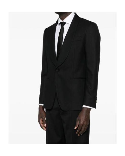 Lardini Black Shawl-Collar Single-Breasted Jacket for men