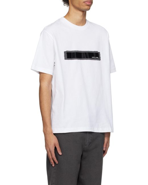A.P.C. White Logo Printed Crewneck T-Shirt for men