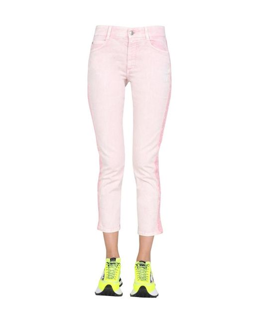 Stella McCartney Pink Logo Detailed Slim Fit Jeans
