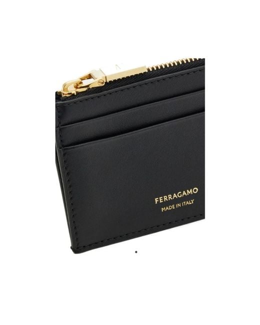 Ferragamo Black Ferragamo Logo Printed Zipped Cardholder