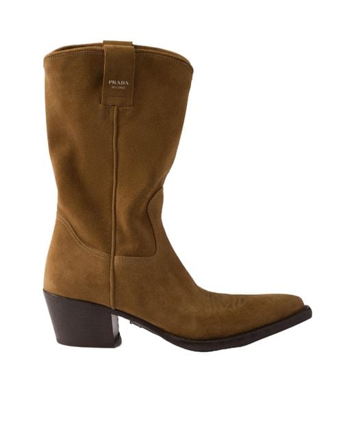 Prada Brown Logo-Printed Boots