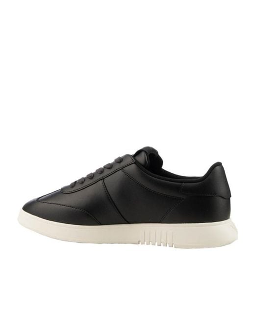 Emporio Armani Black Logo-Plaque Leather Sneakers for men