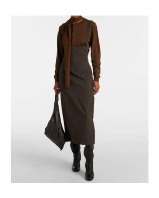 Lemaire Black Cotton-Blend Midi Skirt