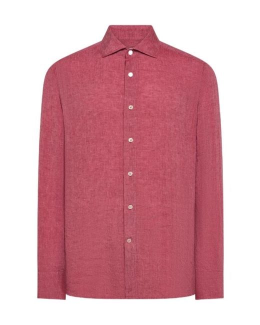Seventy Pink Yarn-Dyed Linen Shirt for men