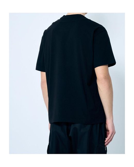 Moncler Black Double Collar Cotton T-Shirt for men