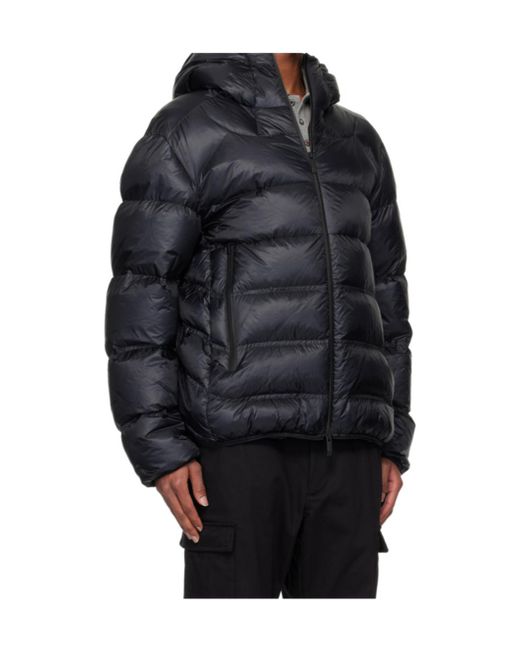 Moncler Black Logo-Patch Hooded Padded Jacket for men