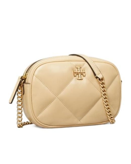 Tory Burch Natural Kira Diamond Quilt Camera Crossbody Bag