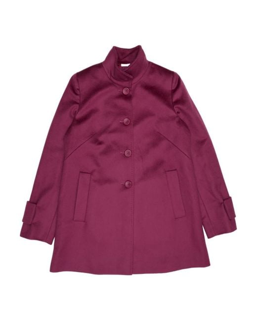 Max Mara Purple Long-Sleeved Wool Coat