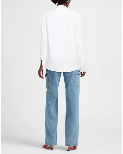 MM6 by Maison Margiela White Solid Color V-Neck Shirt