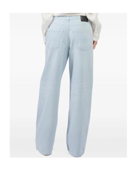 R13 Blue Pleated Wide-Leg Jeans