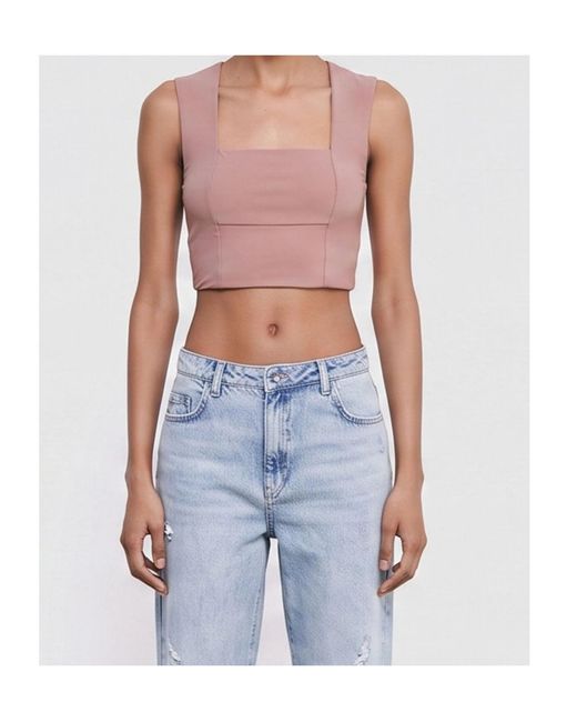 Patrizia Pepe Pink Square-Neck Top