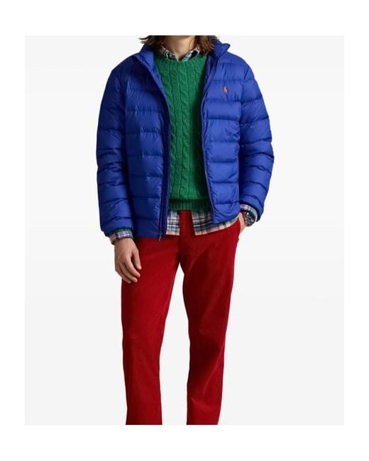 Polo Ralph Lauren Blue Logo Embroidered Zip-Up Jacket for men