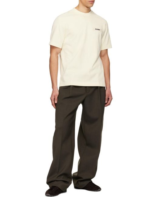 Jacquemus White Logo Embroidered Crewneck T-Shirt for men