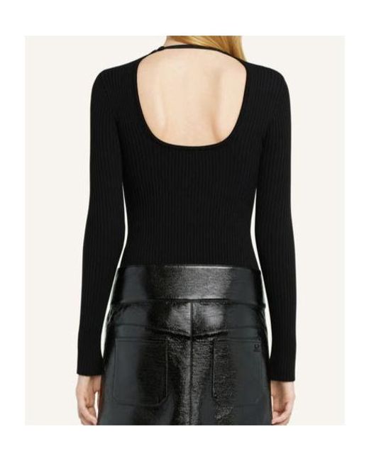 Courreges Black Courrèges Lingerie-Detailed Ribbed-Knit Jumper